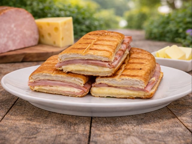 Pan Tostada con Jamon y Queso.