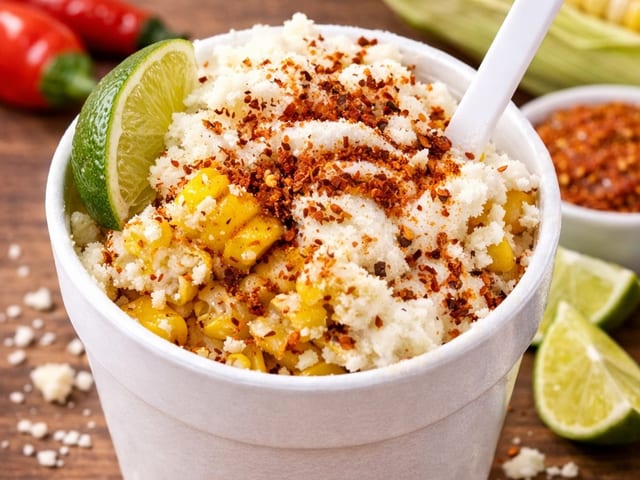 Elote Mexican Corn In Cup.