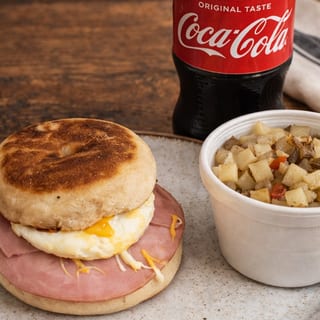English Muffin Ham, Egg, and Cheese Breakfast Sandwich Combo